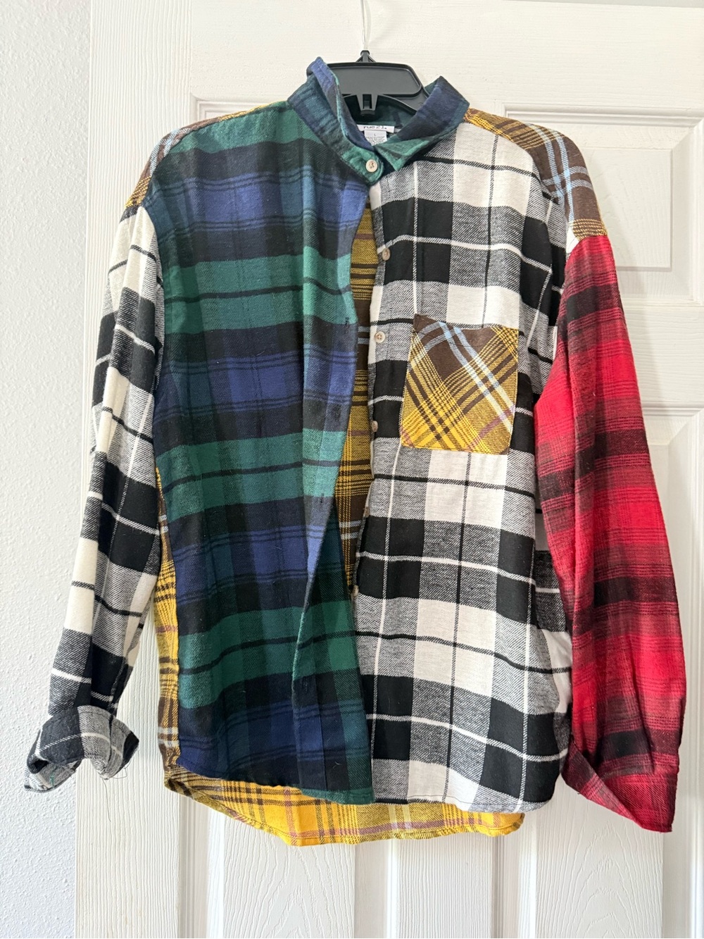 Rue21 Women’s Multicolor Patchwork Plaid Button-Down Shirt